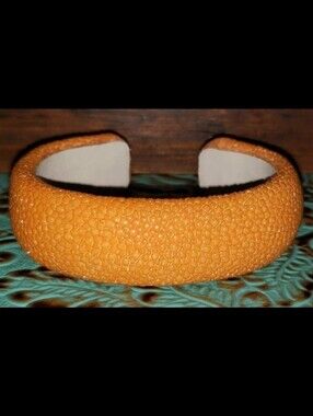 Genuine Stingray Textured Leather Cuff Bracelet Leighelena